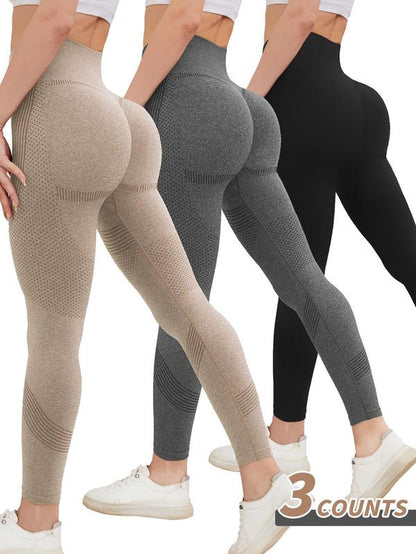 Women'S Solid High Waist Sports Leggings, Breathable Comfortable Skinny Pants for Yoga Gym Workout, Ladies Sportswear for All Seasons, Womenswear, Tights, Activewear, Scrunch Workout Leggings