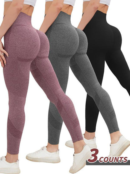 Women'S Solid High Waist Sports Leggings, Breathable Comfortable Skinny Pants for Yoga Gym Workout, Ladies Sportswear for All Seasons, Womenswear, Tights, Activewear, Scrunch Workout Leggings
