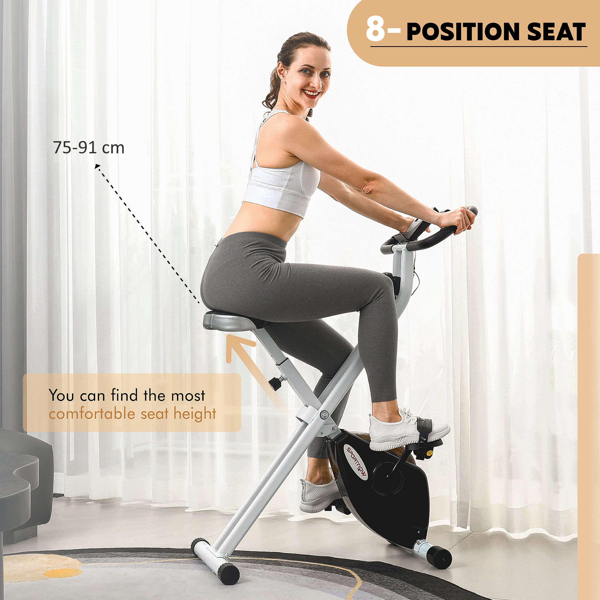 Folding Exercise Bike with 8-Level Magnetic Resistance