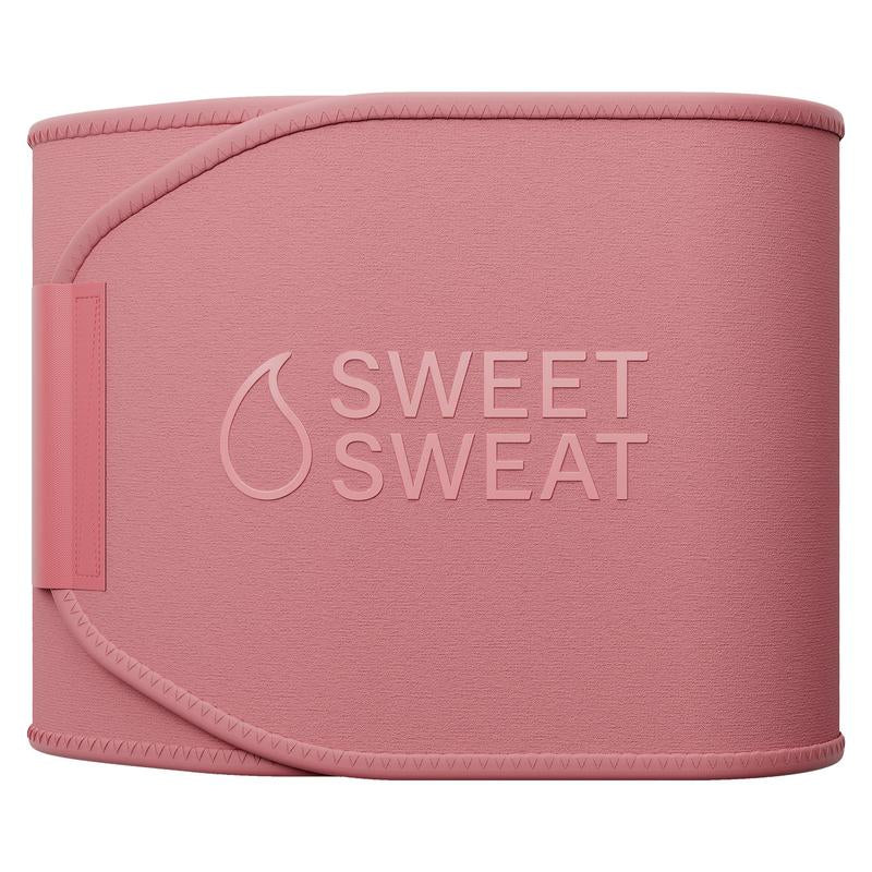 Sweet Sweat Ab Trainer for Women and Men - Sweat Band Waist Trainer Belt for High Intensity Training and Gym Workouts, 5 Adjustable Sizes - Black/Pink