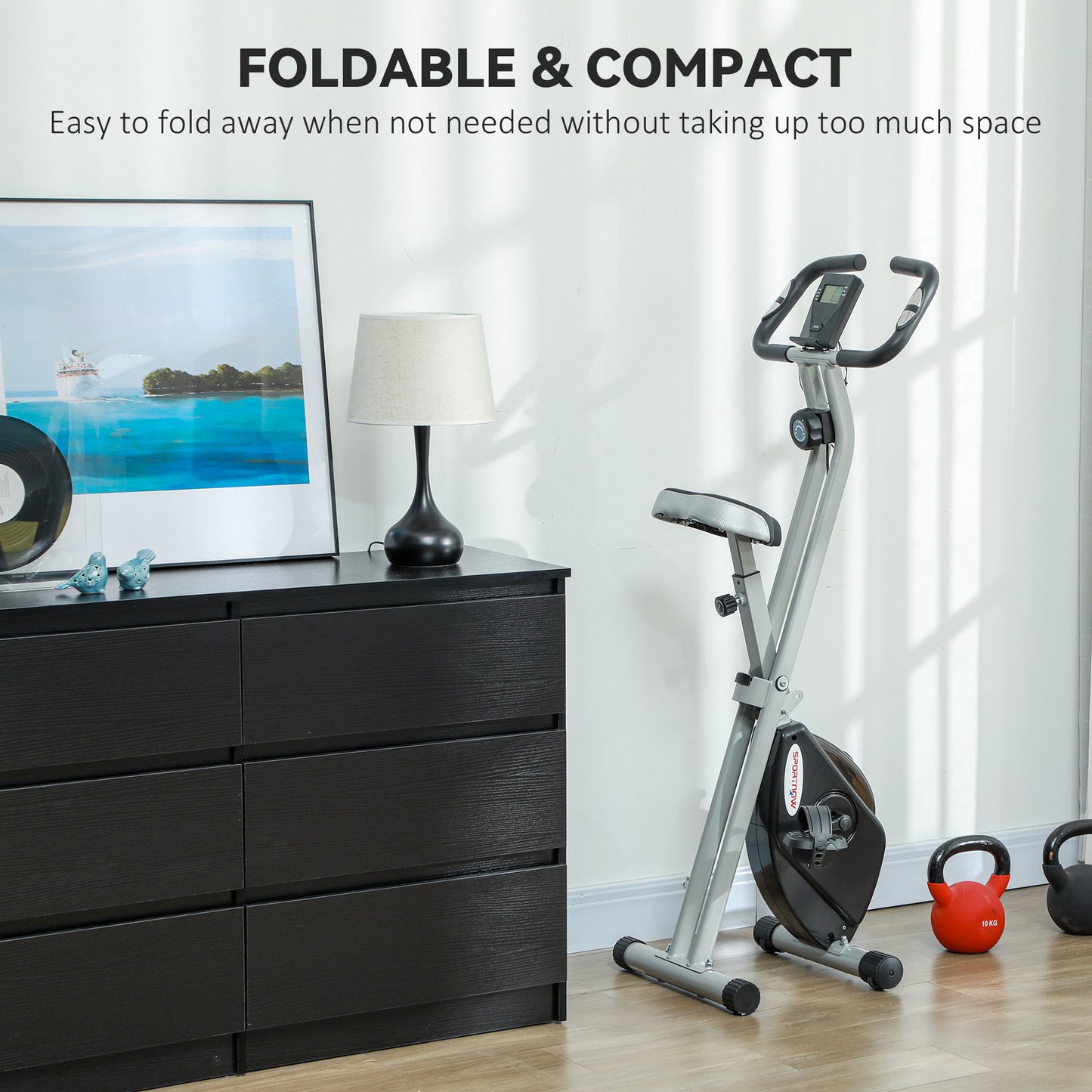 Folding Exercise Bike with 8-Level Magnetic Resistance