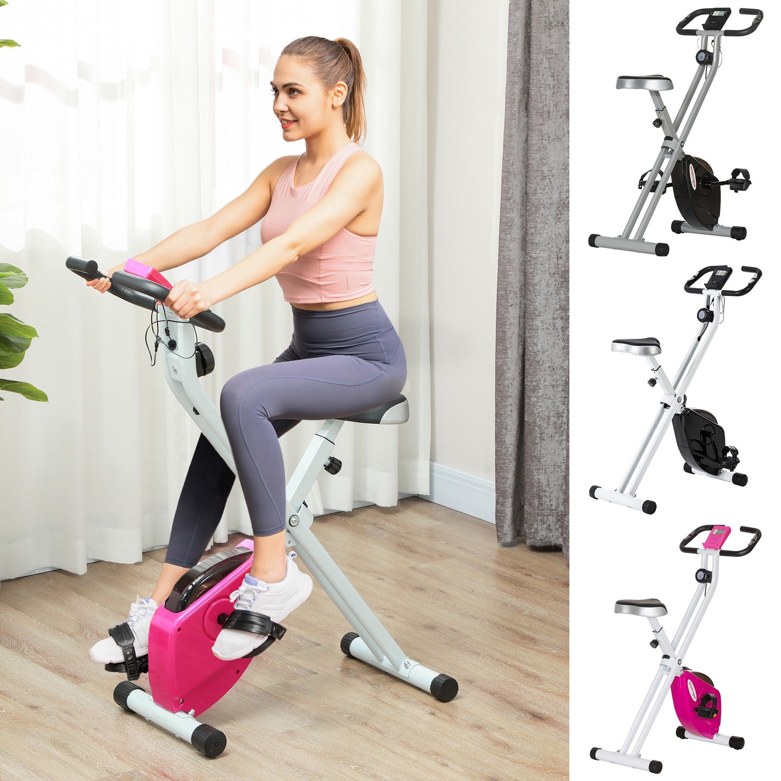 Folding Exercise Bike with 8-Level Magnetic Resistance