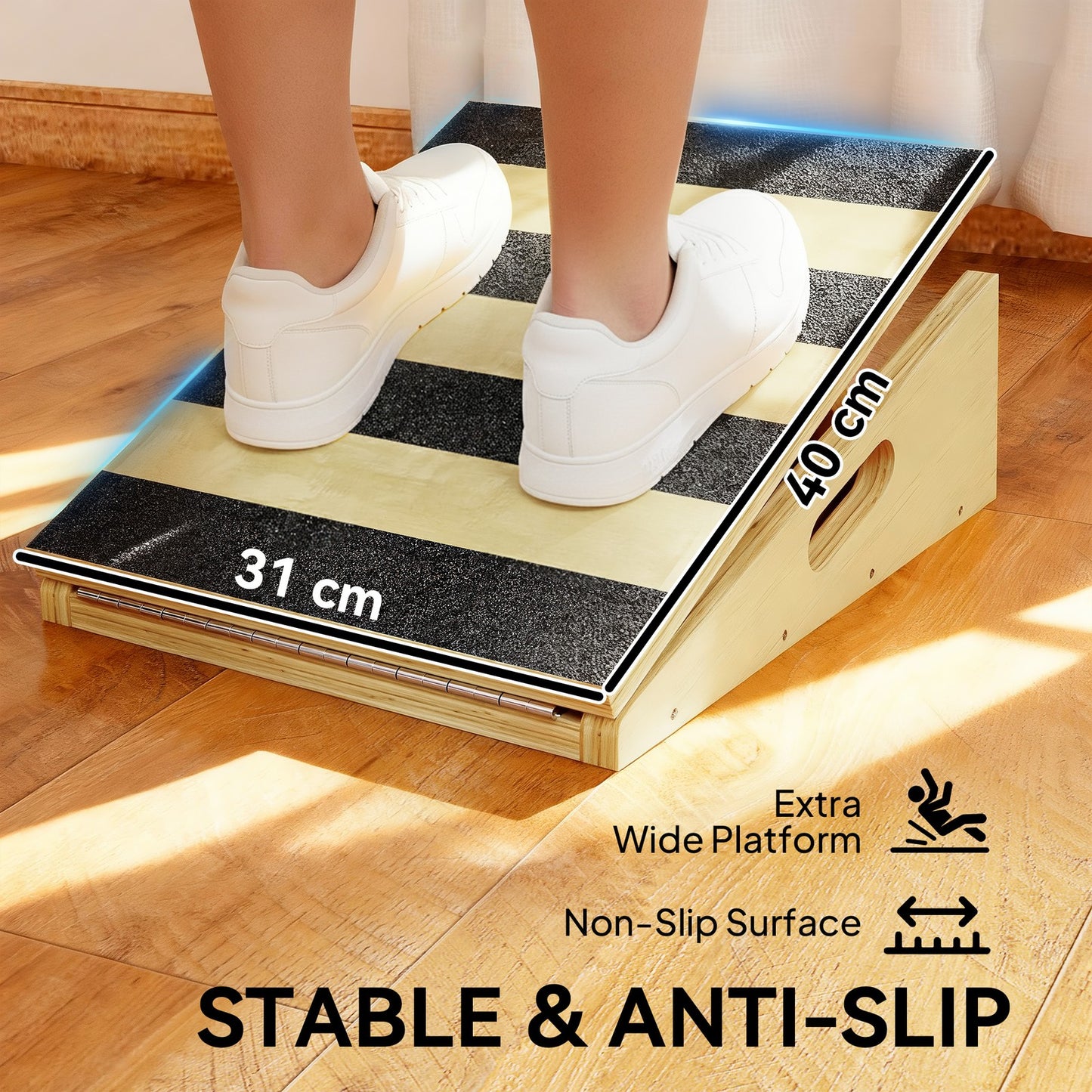 Portable Slant Board, Adjustable Incline Board Calf Stretcher with Side Handles