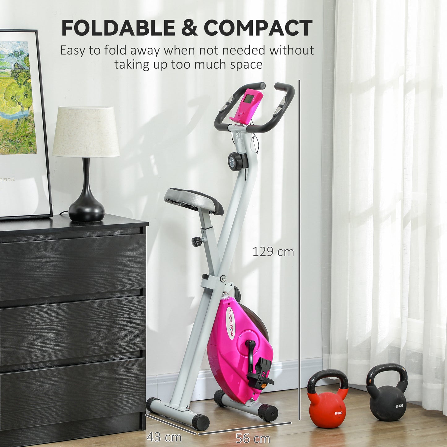 Folding Exercise Bike with 8-Level Magnetic Resistance