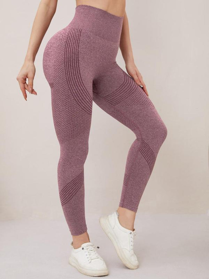 Women'S Solid High Waist Sports Leggings, Breathable Comfortable Skinny Pants for Yoga Gym Workout, Ladies Sportswear for All Seasons, Womenswear, Tights, Activewear, Scrunch Workout Leggings