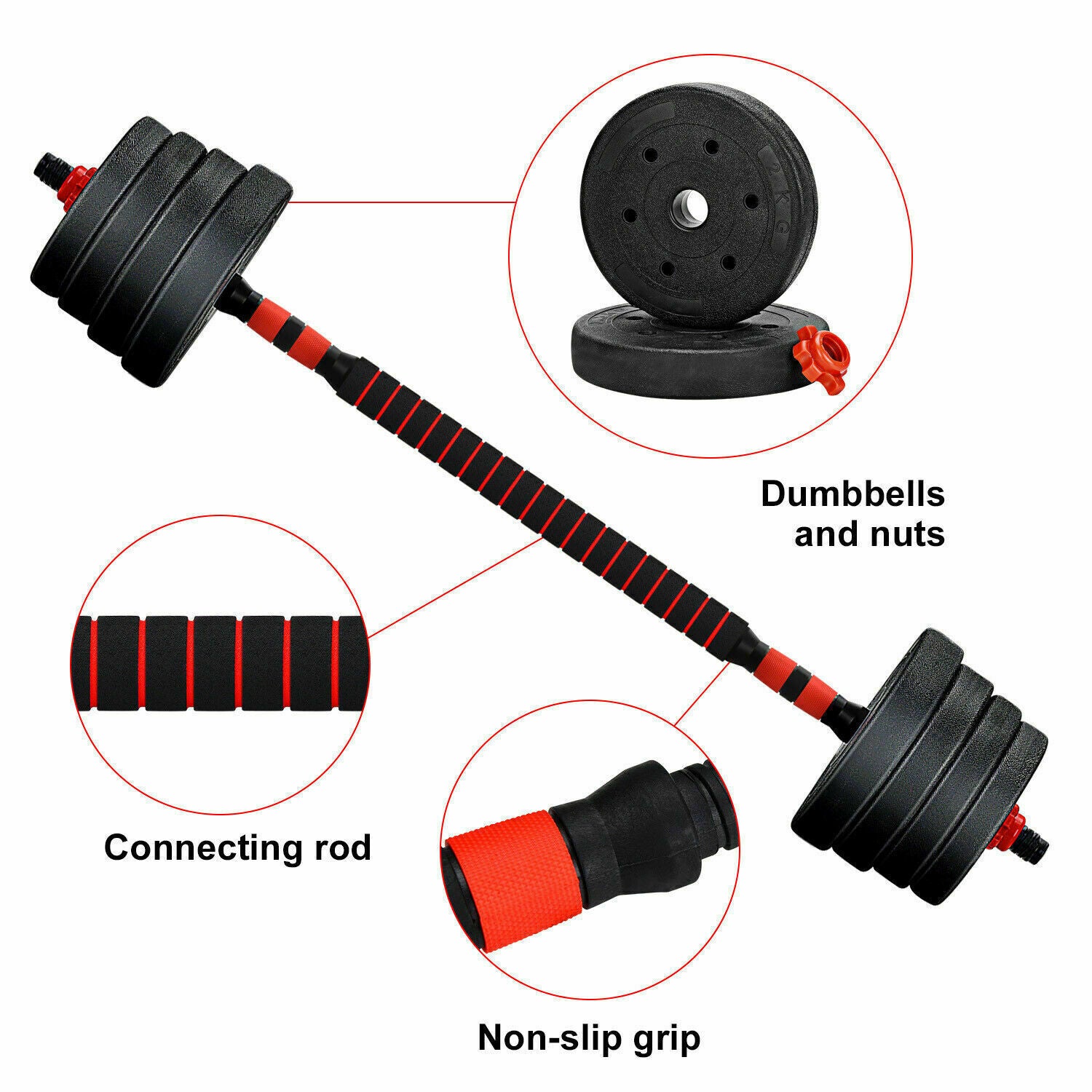 15/20/30/40 Kg Dumbbell Barbell Weight Set Pair Hand Weights Gym Fitness Workout