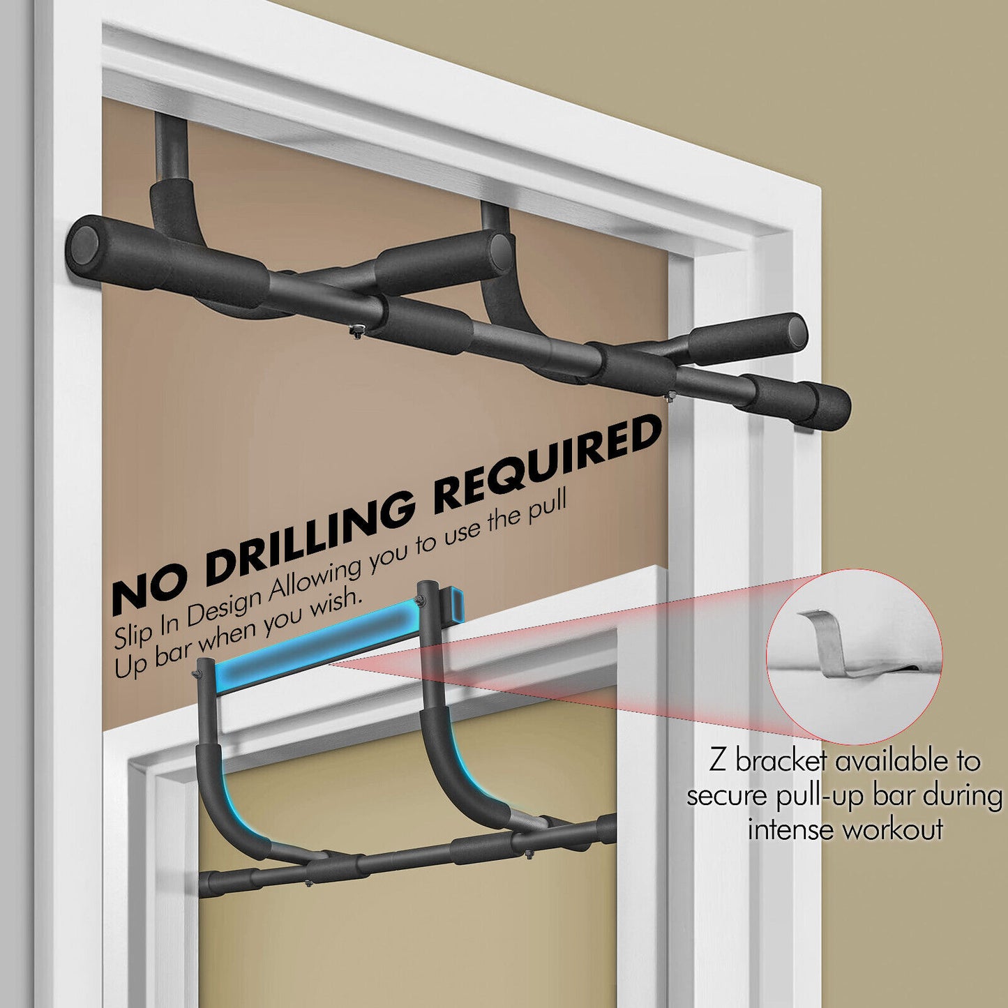 Pull up Bar Doorway Chin up Bar Fitness Home Gym Exercise Strength Work Out Dips