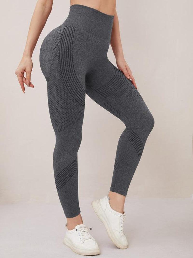 Women'S Solid High Waist Sports Leggings, Breathable Comfortable Skinny Pants for Yoga Gym Workout, Ladies Sportswear for All Seasons, Womenswear, Tights, Activewear, Scrunch Workout Leggings